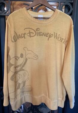 Disney Parks Walt Disney World Mickey Mouse Mustard Yellow Sweatshirt XL
